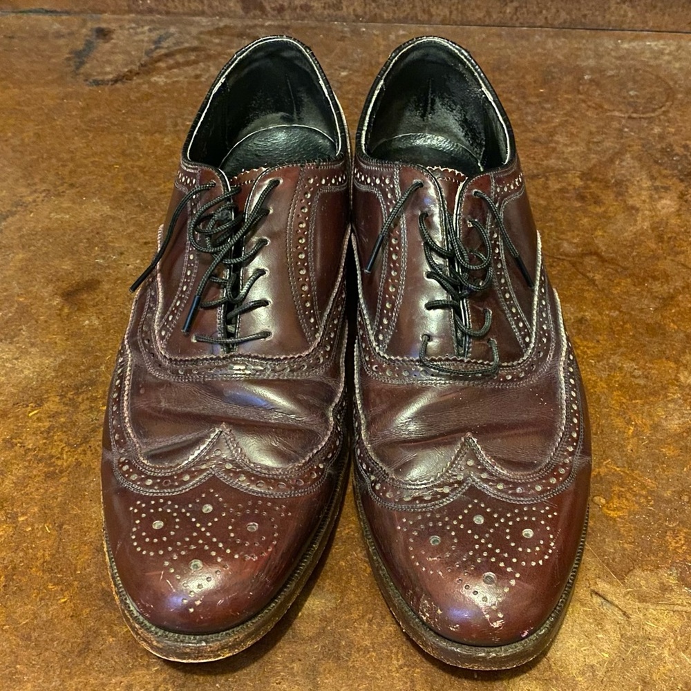 Vintage Florsheim Made in USA Oxblood Wingtip Oxfords Burgundy Leather Men’s 9 D